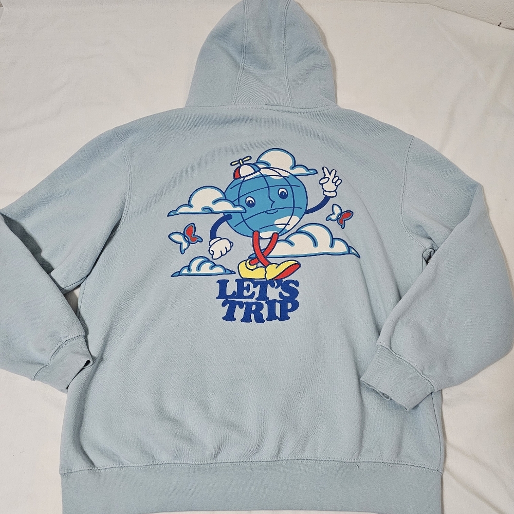 Sturiolo “Let’s Trip” Graphic Hoodie Light Blue Size Large Merch - Picture 3 of 10